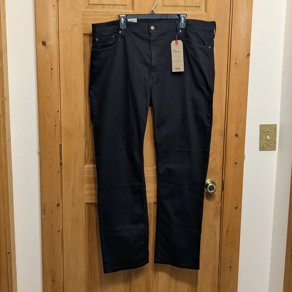 Levi's 514 Straight Leg Men's 42x32 Black Jeans Stretch Cowboy Denim Classic NWT - Picture 2 of 12